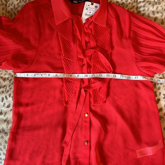 Zara Red Ruffle Blouse - Picture 14 of 14